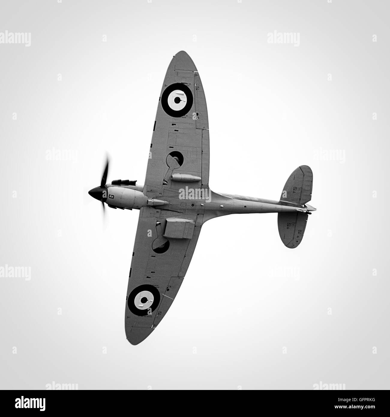 Immagine in bianco e nero di un Supermarine Spitfire, un RAF aricraft dalla Seconda Guerra Mondiale Foto Stock