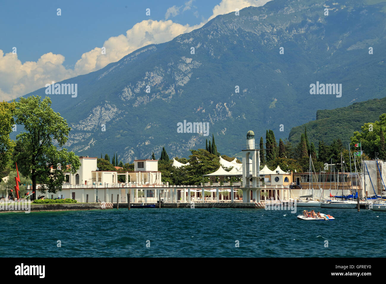 Spiaggia degli Olivi, Riva del Garda Lago di Garda Lago di Garda, gardasee, Italia Foto Stock