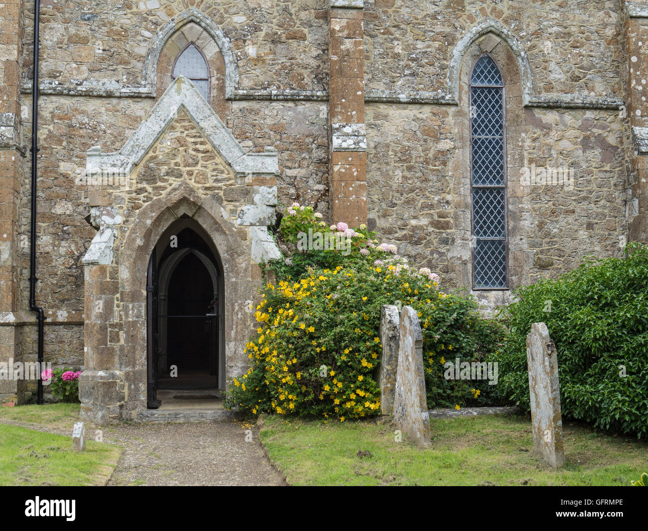 Ingresso alla chiesa di Santo Spirito, Newtown, Isle of Wight, Regno Unito Foto Stock