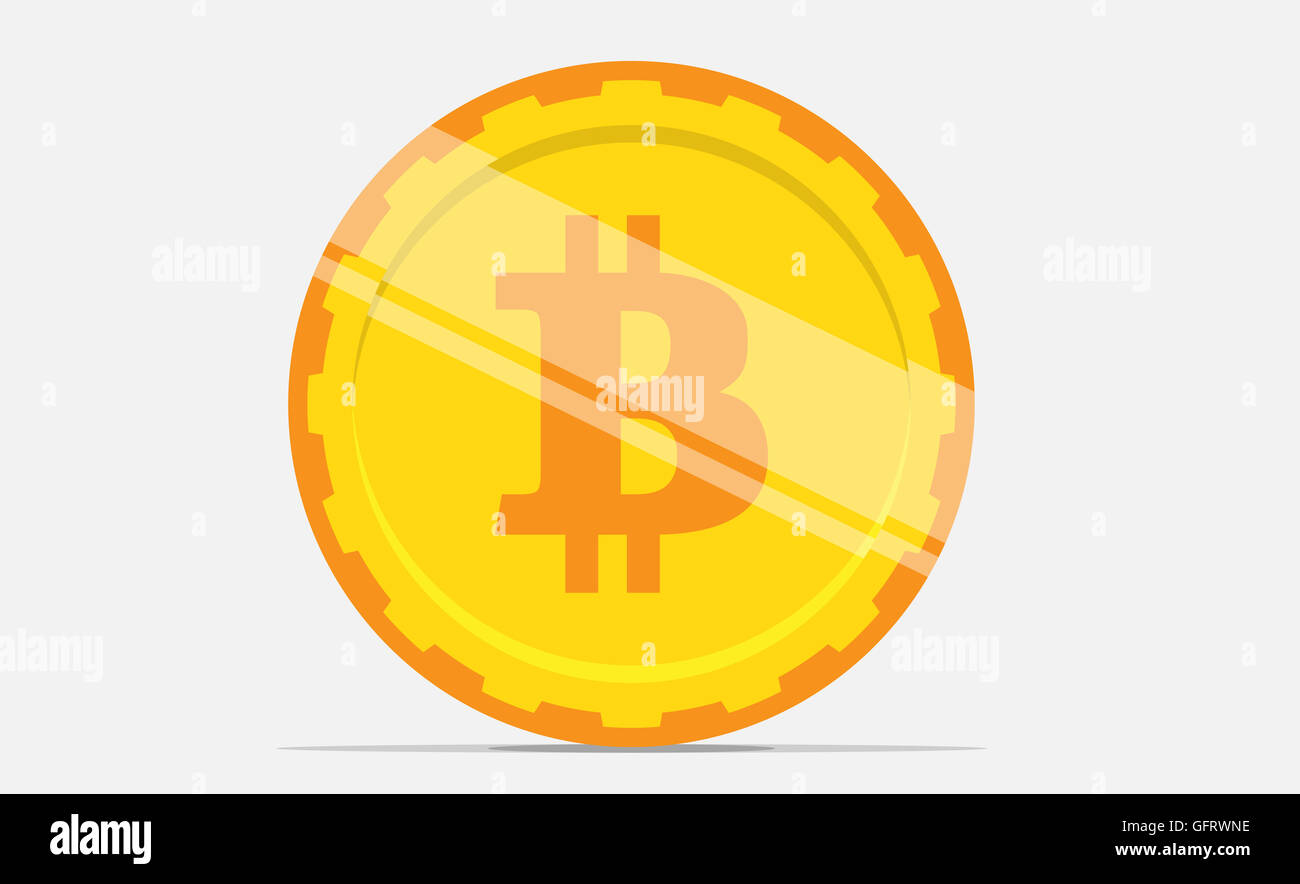 Simbolo Bitcoin sulla moneta in design piatto. illustrazione. Foto Stock