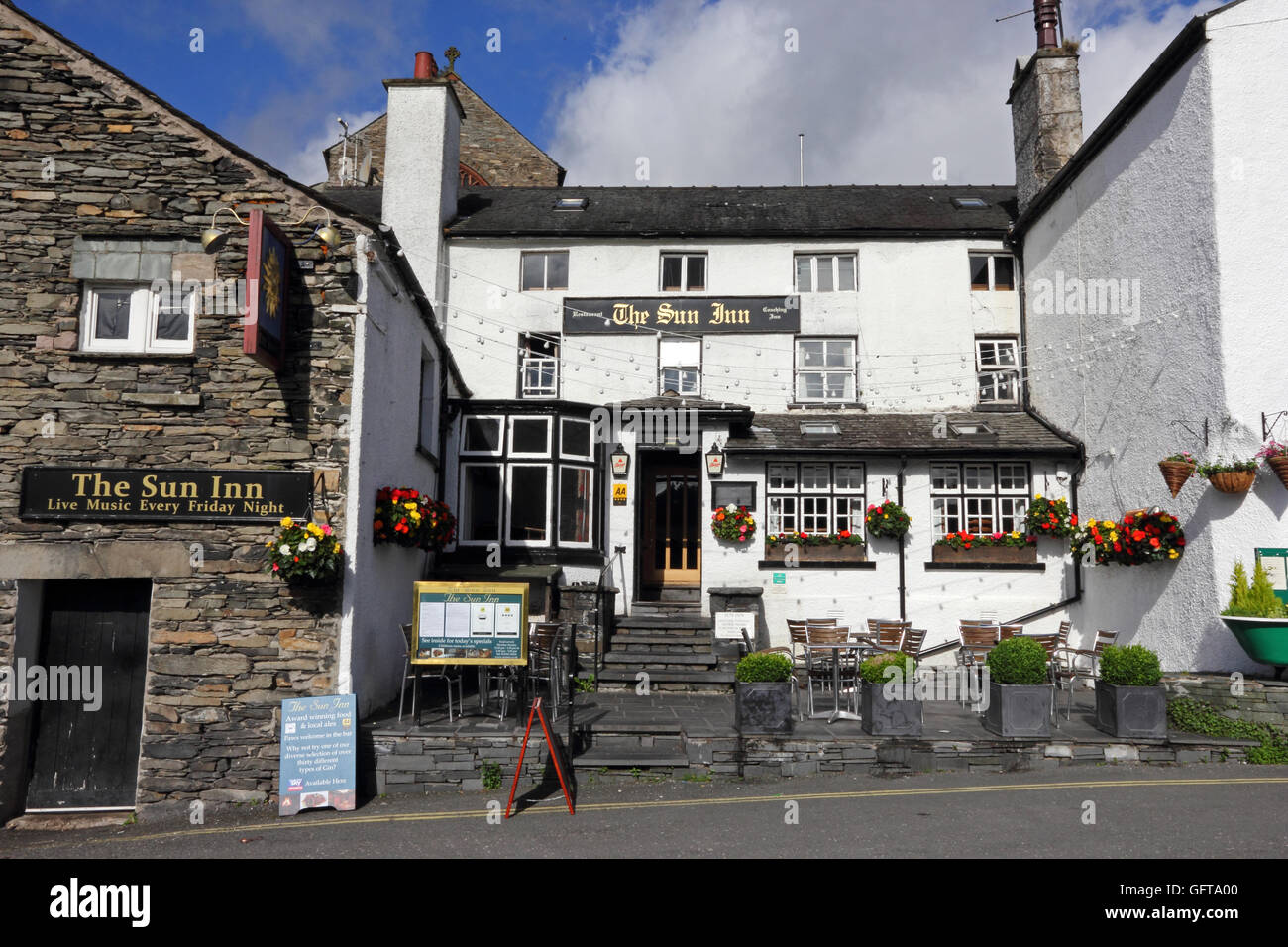 Sun Inn, Hawkshead, Cumbria Foto Stock