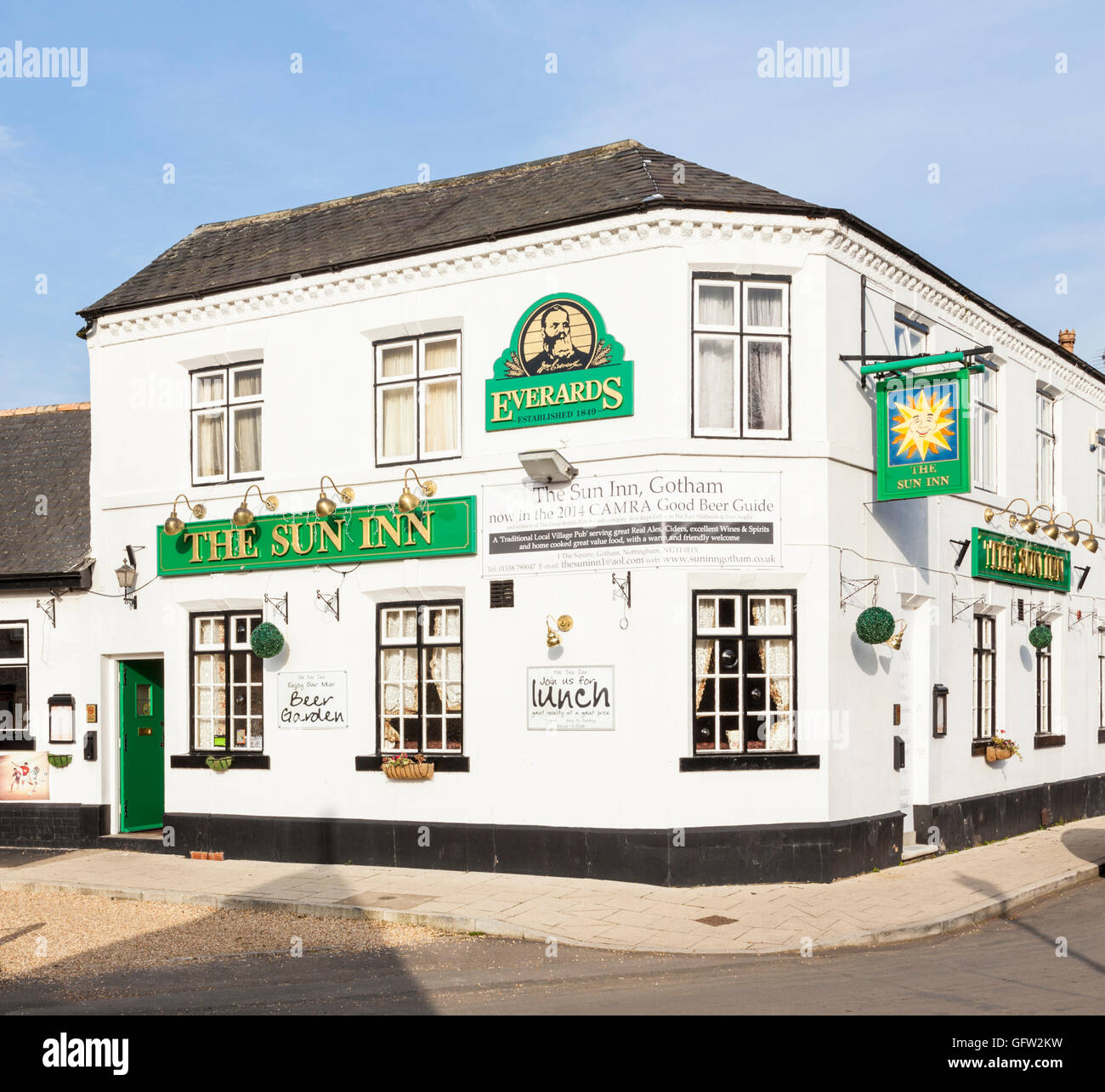 Sun Inn pub a Gotham, Nottinghamshire, England, Regno Unito Foto Stock