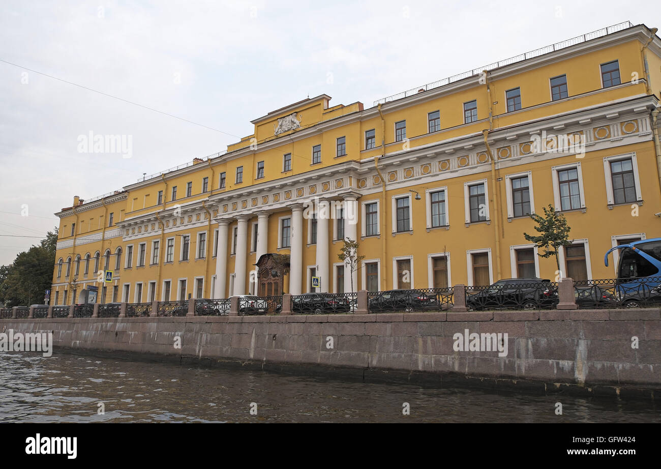 Yusupov Palace, guardando oltre il Fiume Fontanka, San Pietroburgo, Russia. Foto Stock