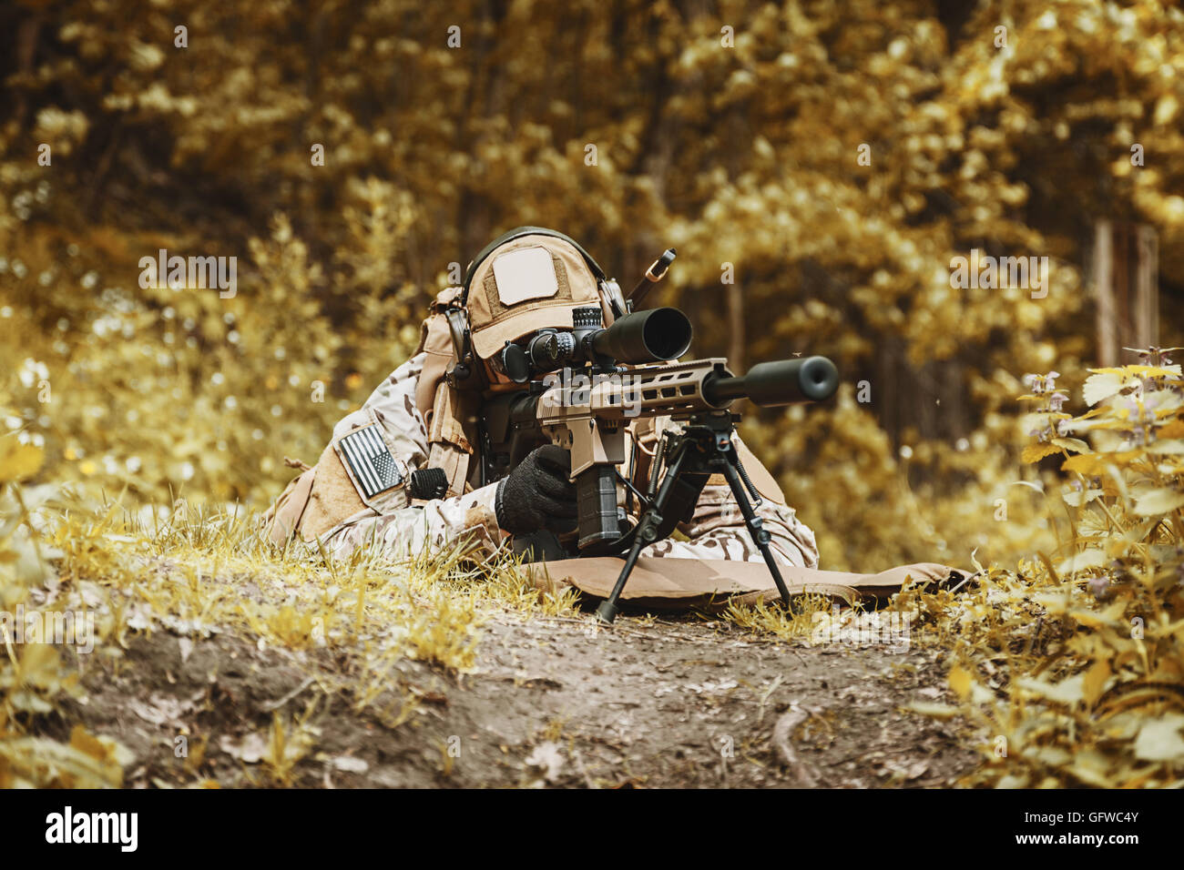 Berretti Verdi sniper Foto Stock