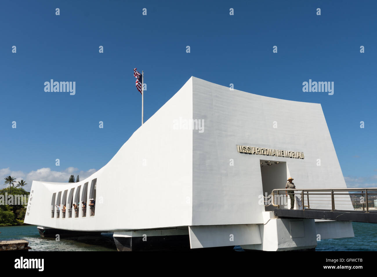 USS Arizona Memorial di Pearl Harbor, 2 marzo 2016 Hawaii USA Foto Stock