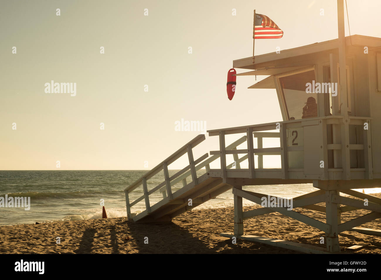 Santa Monica Beach lifeguard tower in California USA Foto Stock