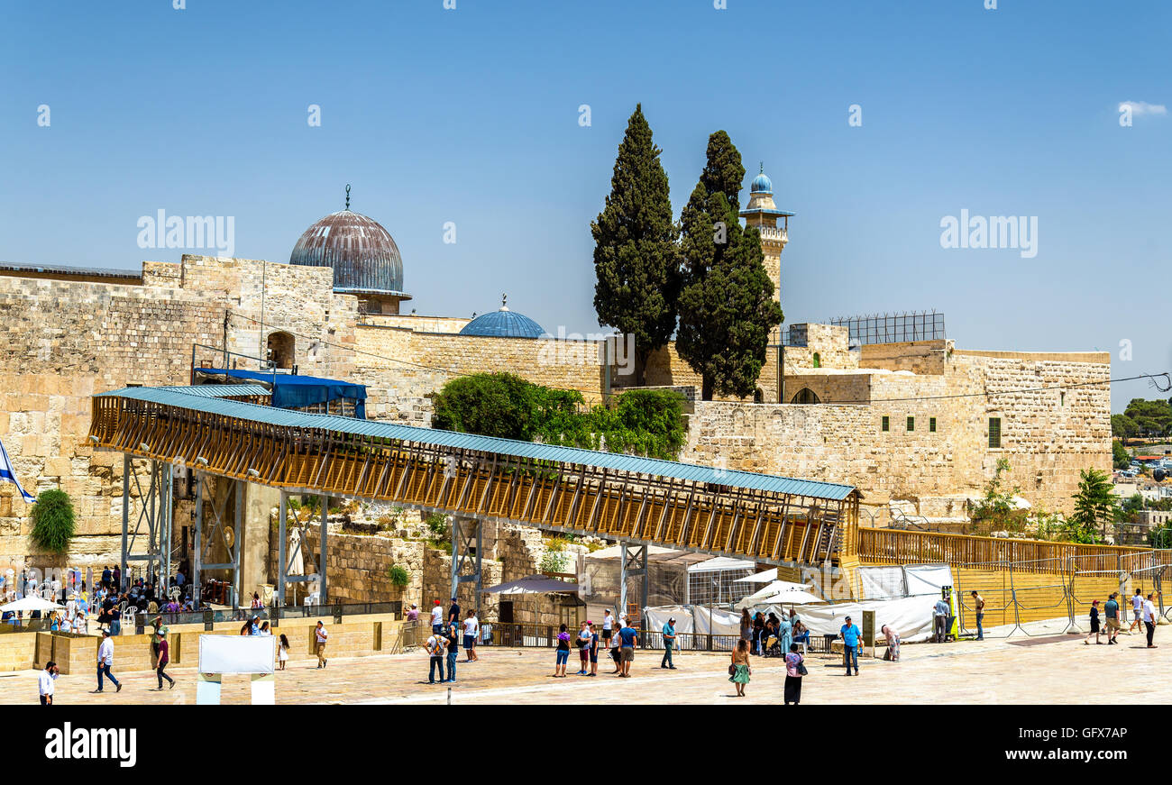 Vista della Moschea di Al-Aqsa in Gerusalemme Foto Stock