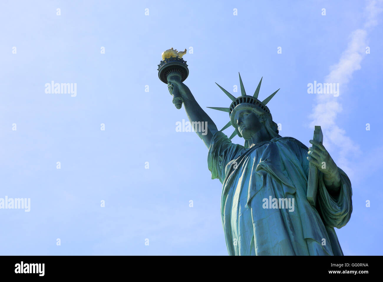 Una chiusa vista della Statua della Libertà. La città di New York New York,USA Foto Stock
