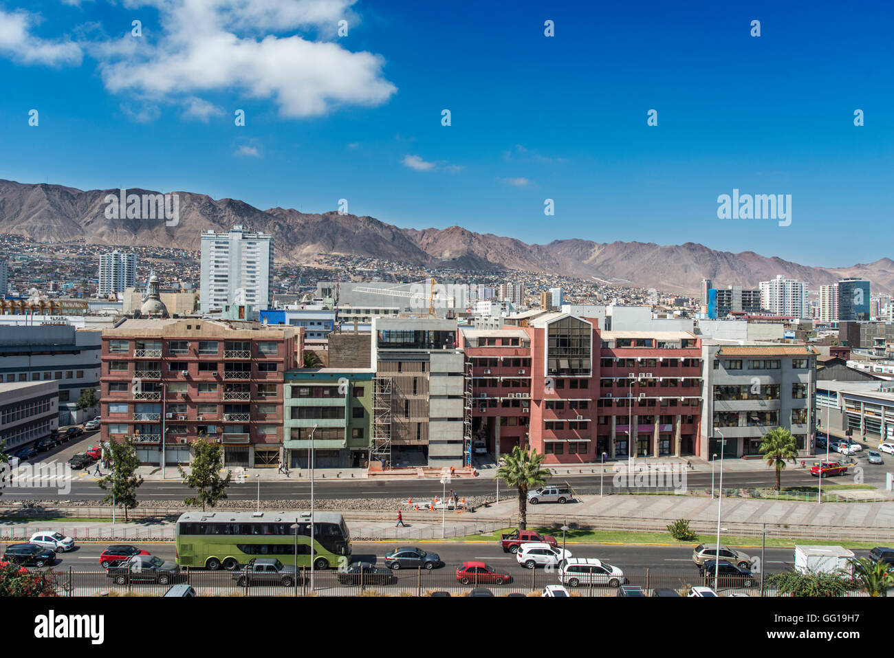 Vista del centro città di Antofagasta in Cile settentrionale Foto Stock