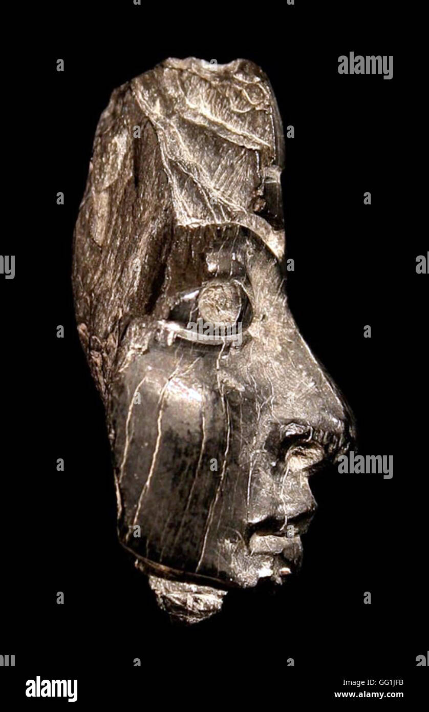 5854. La Samaria, frammento di avorio scolpito testa, c. 8th. C. BC Foto Stock