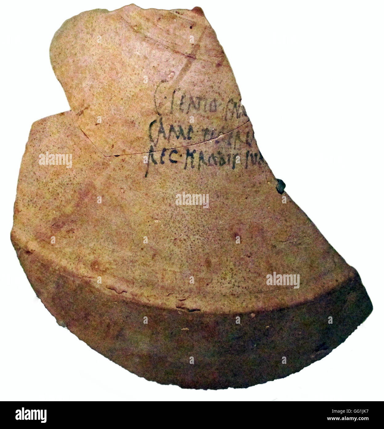 5875. Iscrizione in latino su una brocca di vino (anfora) che indica che il vino è stato acquistato dal re Erode, sherds trovati in Herodium e Foto Stock