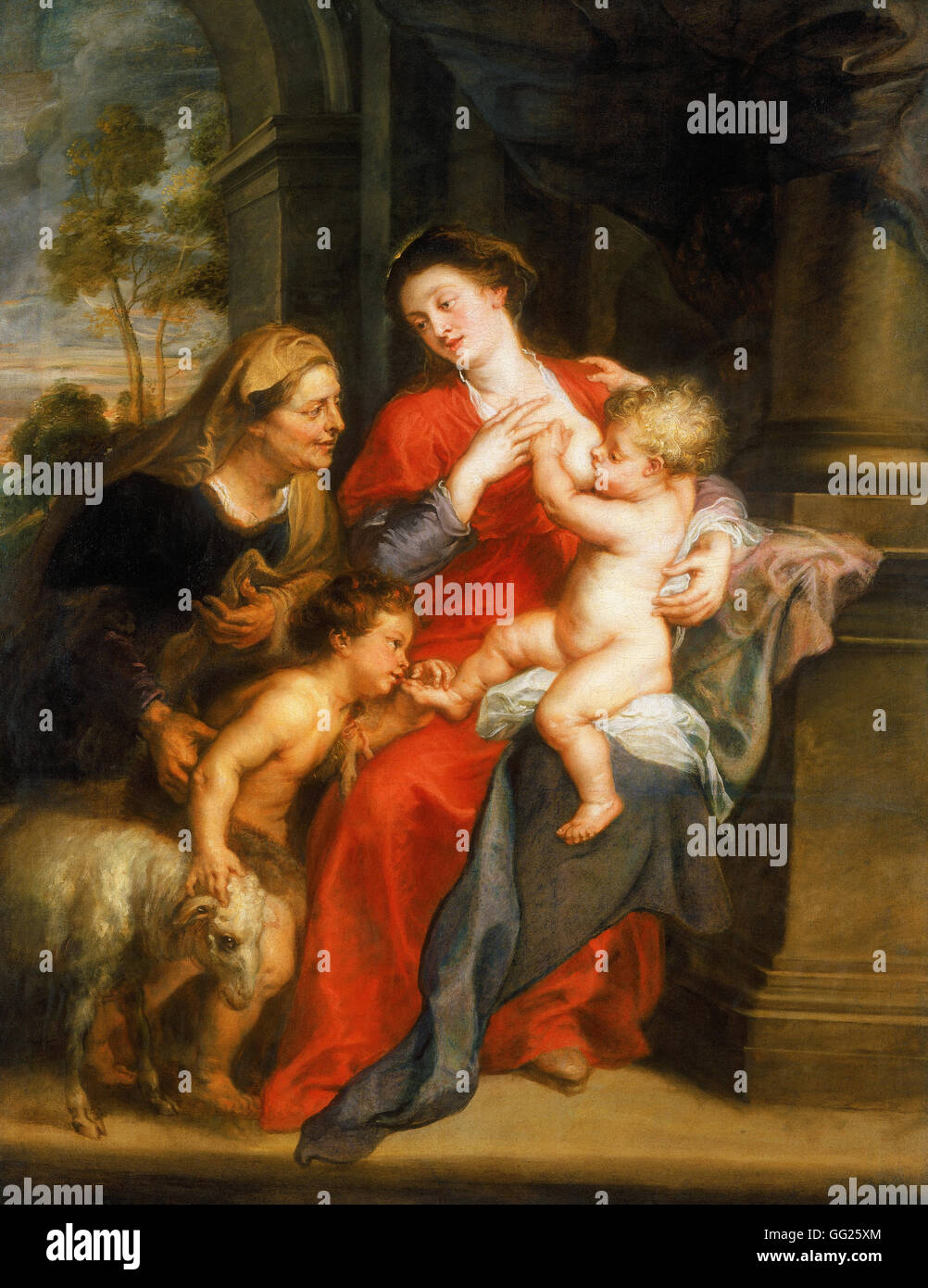 Peter Paul Rubens - La Vergine con il Bambino e i santi. Elisabetta e Giovanni Battista Foto Stock