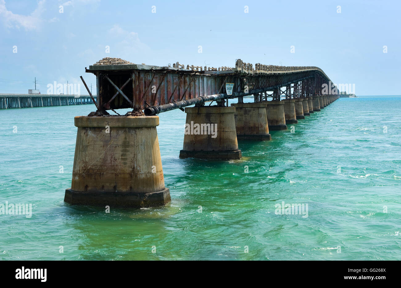 Il vecchio Bahia Honda ponte ferroviario a Bahia Bay State Park sulla Florida Keys Foto Stock