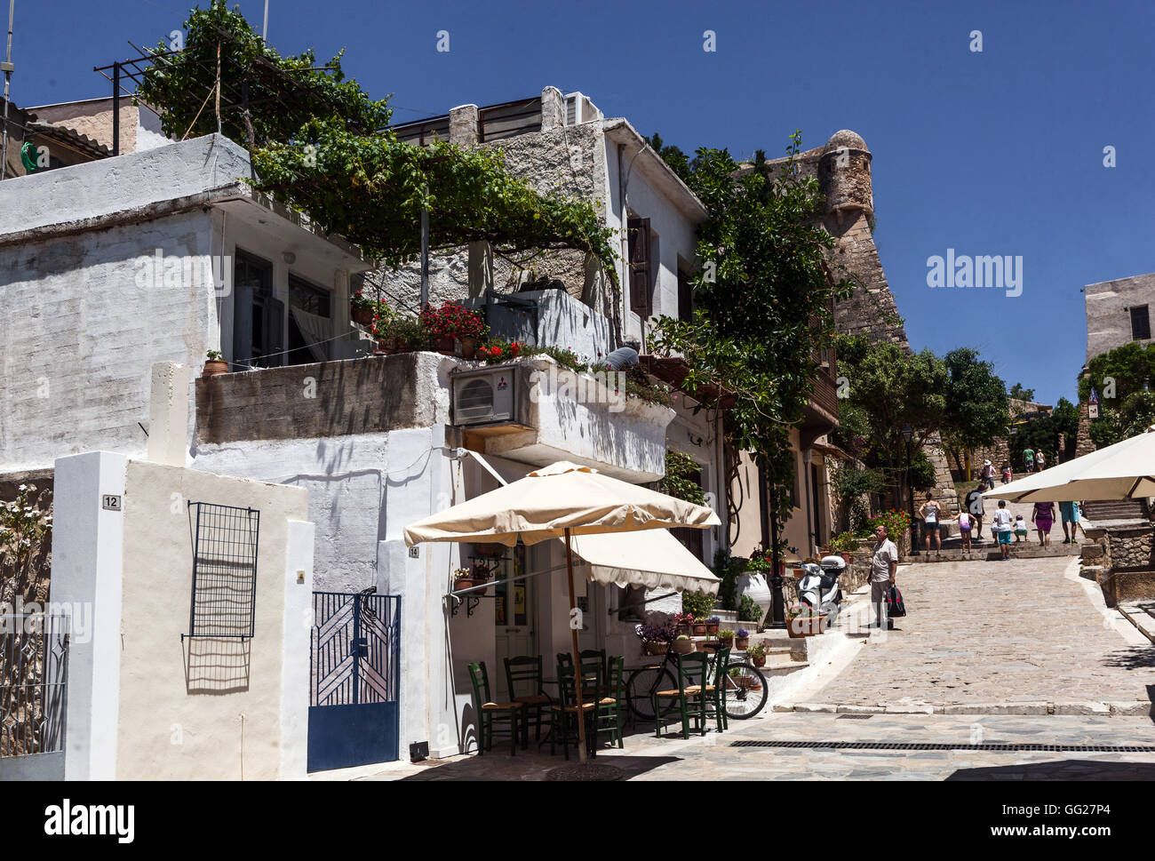 Via Rerhymno al Castello - Fortezza Creta, Grecia Foto Stock