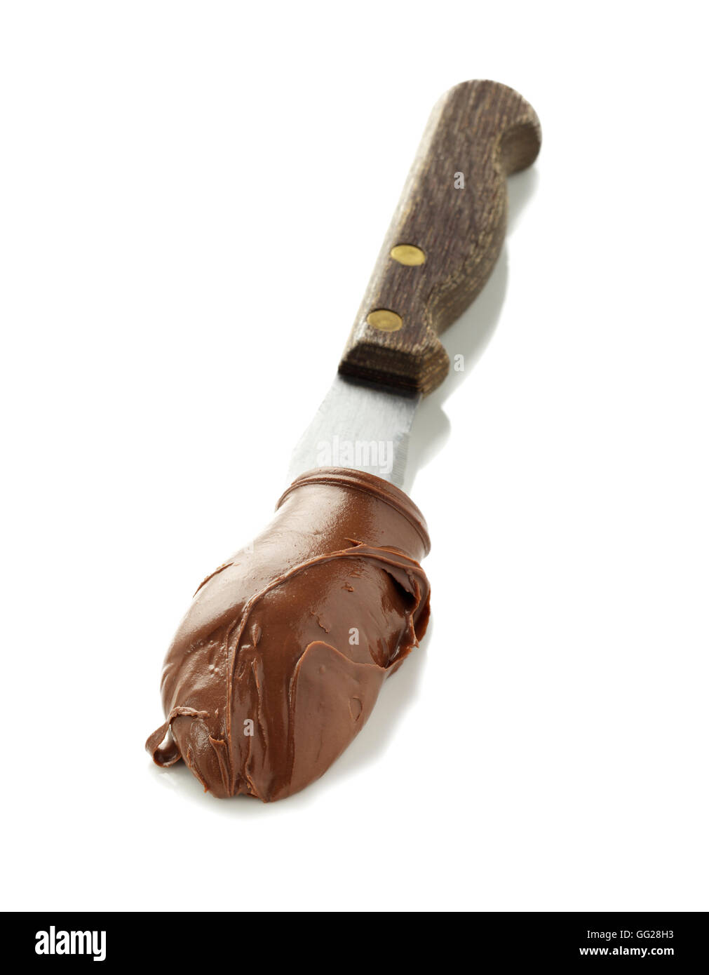 Cioccolato da spalmare sul coltello Foto Stock