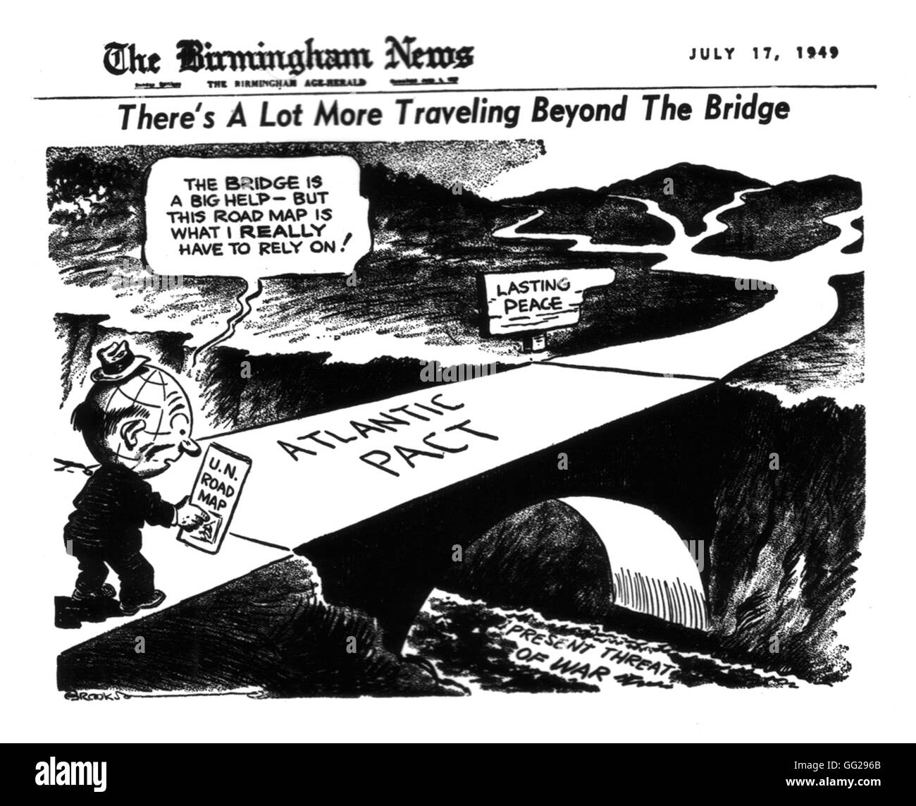 Cartoon satirico dal "Birmingham News' sul Trattato del Nord Atlantico (NATO). Luglio 17, 1949 Stati Uniti National Archives - Washington Foto Stock