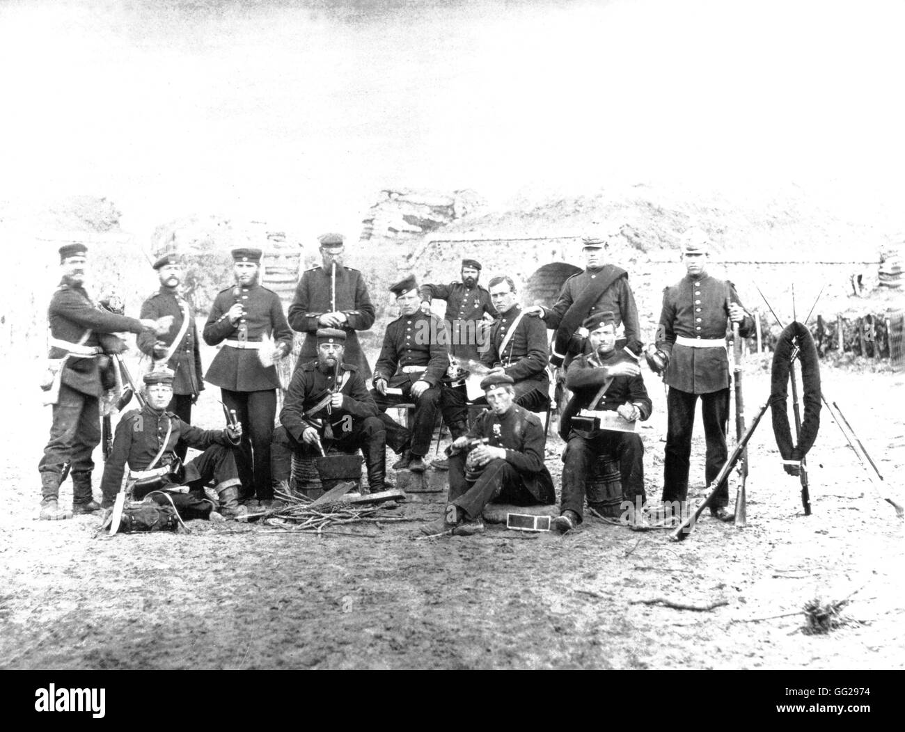 Prussiani a est fort durante l'assedio di Parigi 1870 Francia - 1870 Guerra Foto Stock