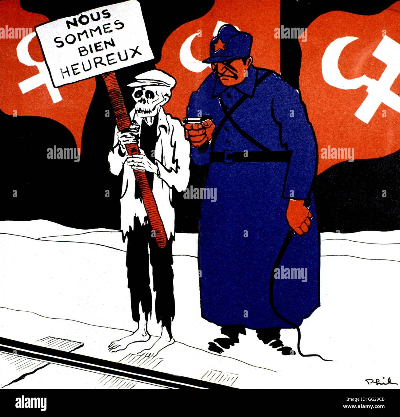 Anti-bolscevico vignetta satirica da Phil nel quotidiano 'L'Espoir français" (Francese speranza), paradiso sovietico 1935 Francia Foto Stock
