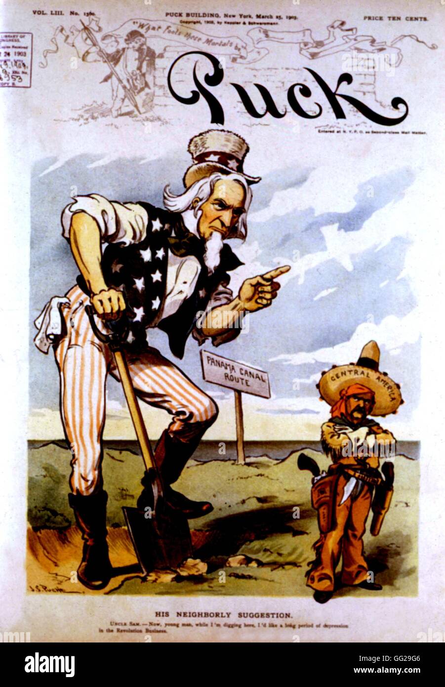 Vignetta satirica in 'Puck" circa il canale di Panama 1903 Stati Uniti Washington. La biblioteca del congresso Foto Stock