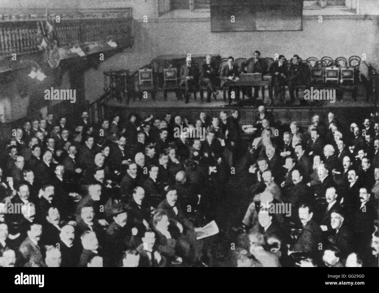 Riunione del Partito dei Lavoratori del Triplice Alleanza presso Caxton Hall 1919 Gran Bretagna Foto Stock