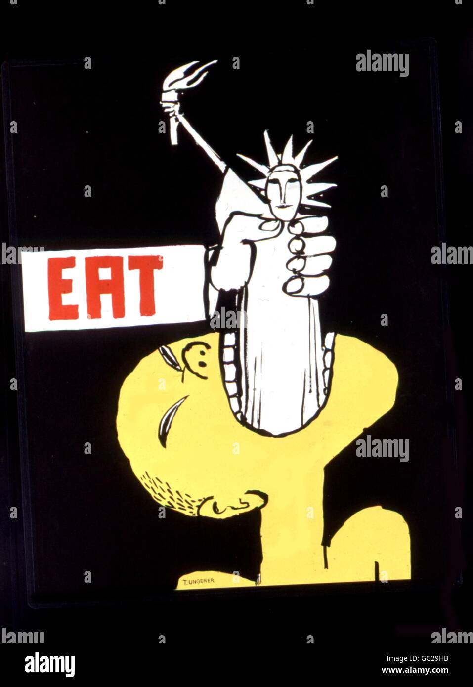 Poster da Tomi Ungerer, "mangiare" (un uomo mangiare la Statua della Libertà. Allusione alla guerra del Vietnam ?) 1967 Stati Uniti Washington. La biblioteca del congresso Foto Stock