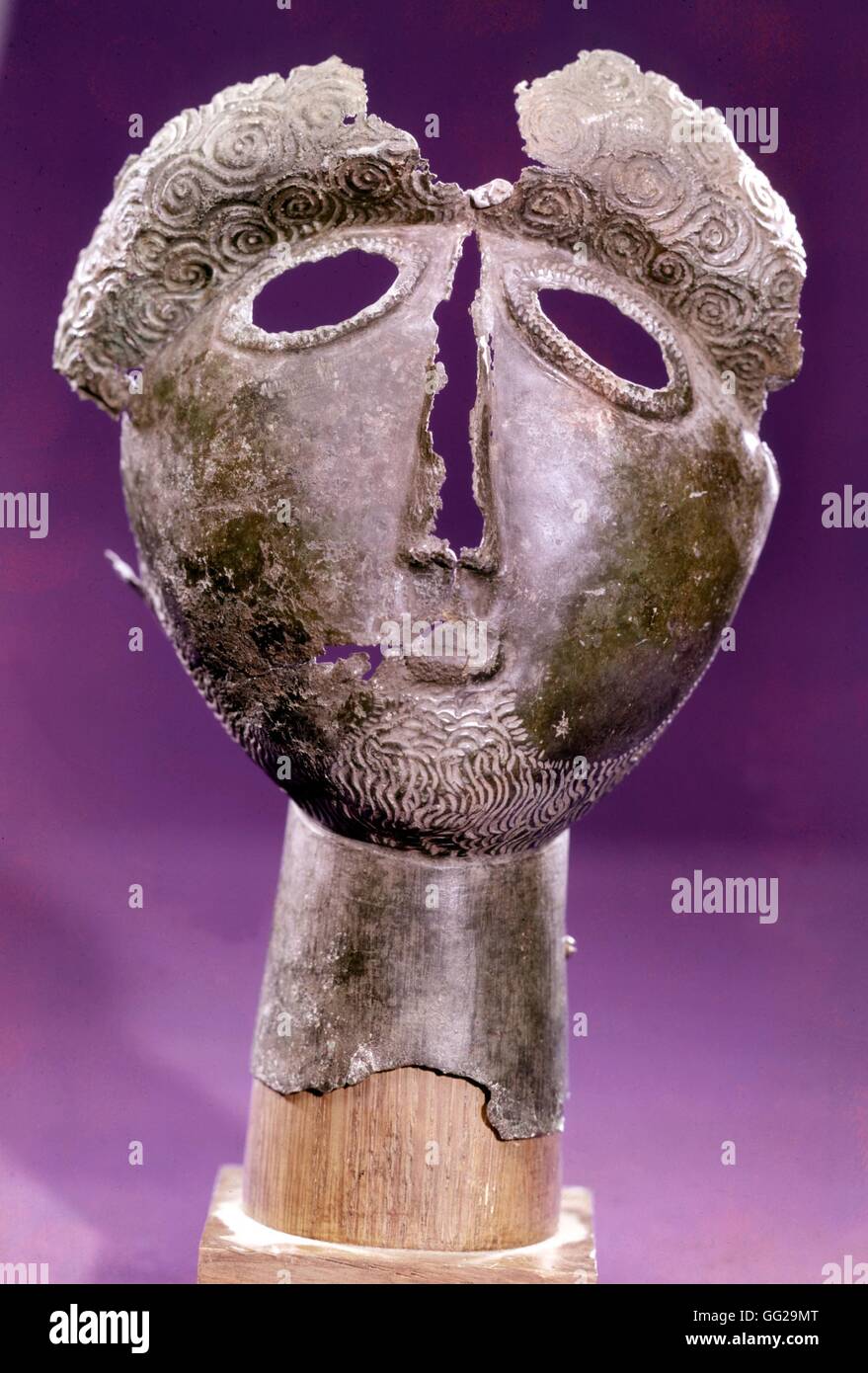 Maschera di gallico (testa in bronzo) del III secolo A.C. Musée de Tarbes Foto Stock