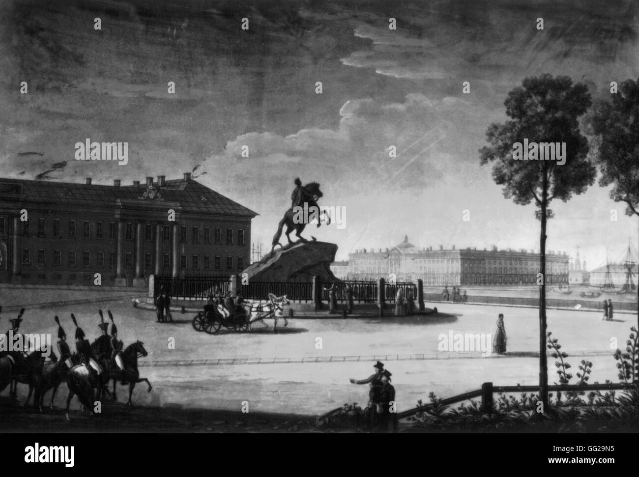 Vista di Pietro il Grande Square e il Senato di San Pietroburgo Russia 1817 Foto Stock