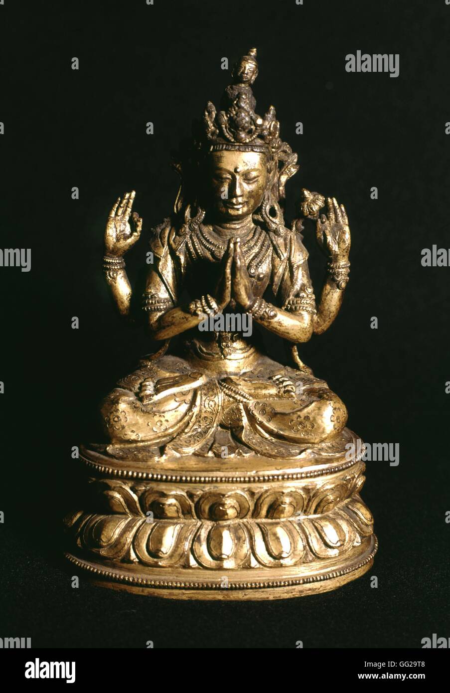 Il Bodhisattva Avalokitesvara con quattro bracci del XVIII secolo il Tibet Parigi, Museo Guimet Foto Stock