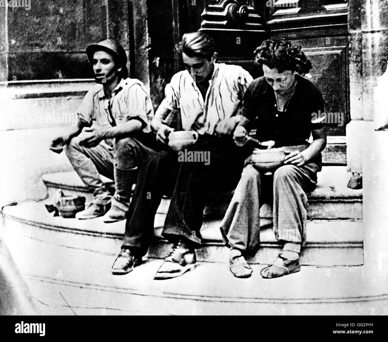 Gruppo di resistenti francesi 1944 FRANCIA - SECONDA GUERRA MONDIALE Foto Stock