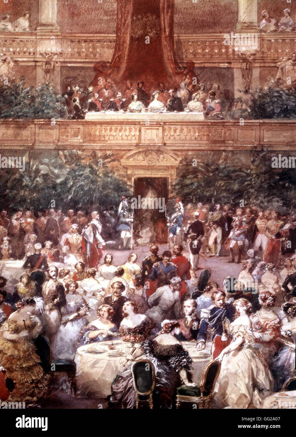 Eugène Lami (1800-1890) Cena dato in onore della regina Victoria nella sala ricevimento presso il castello di Versailles, Agosto 25, 1853 del XIX secolo in Francia Musée de Versailles Foto Stock