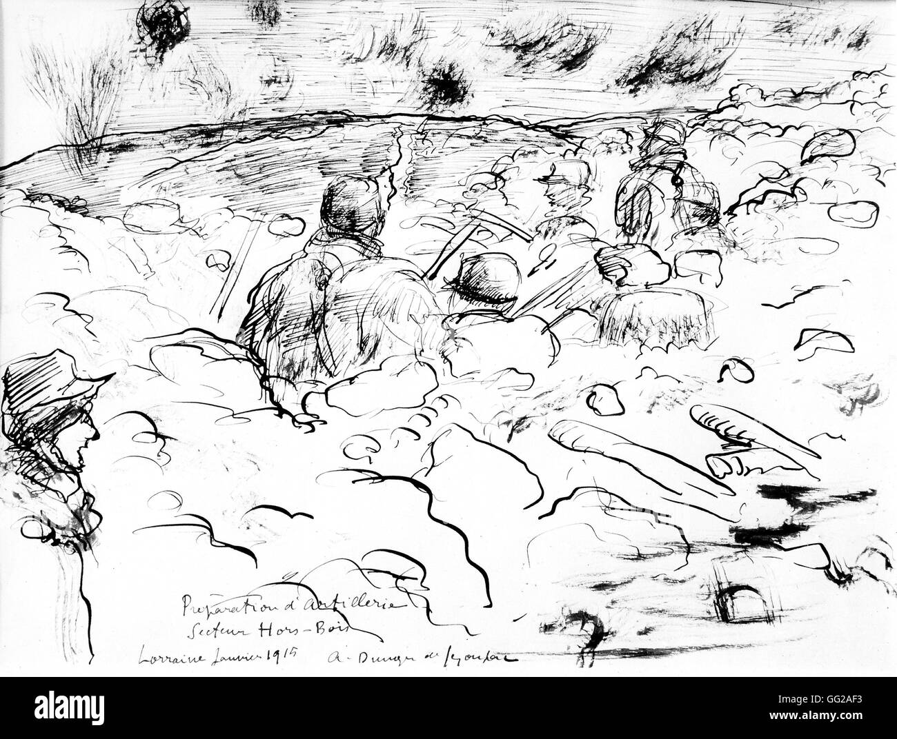 Dunoyer de Segonzac. Preparazione di artiglieria, Hors-bois settore 1915 Francia - I Guerra Mondiale Vincenne. Museo della Guerra Foto Stock