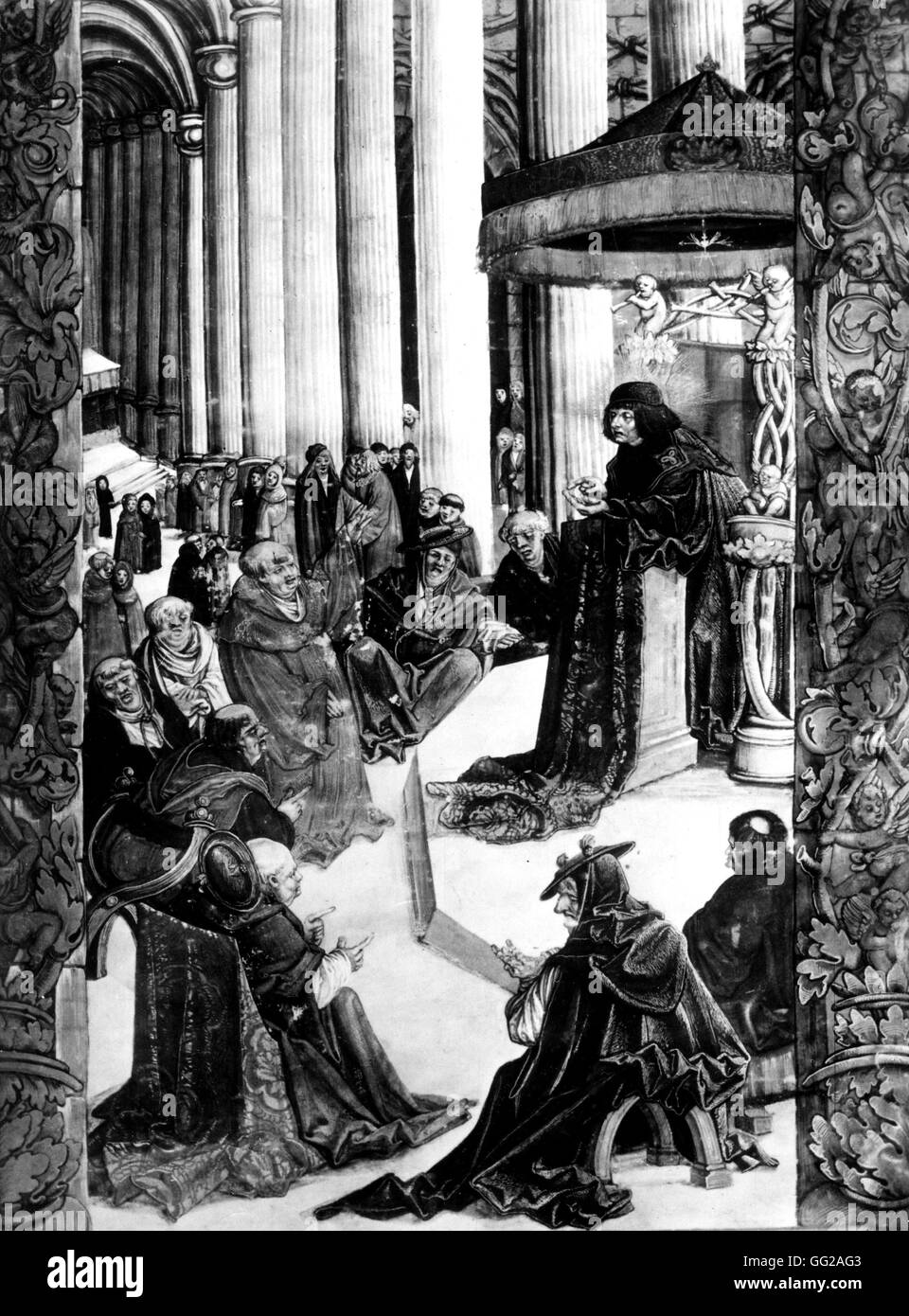 La predicazione di Jan Hus xv Cecoslovacchia Parigi. Biblioteca nazionale Foto Stock