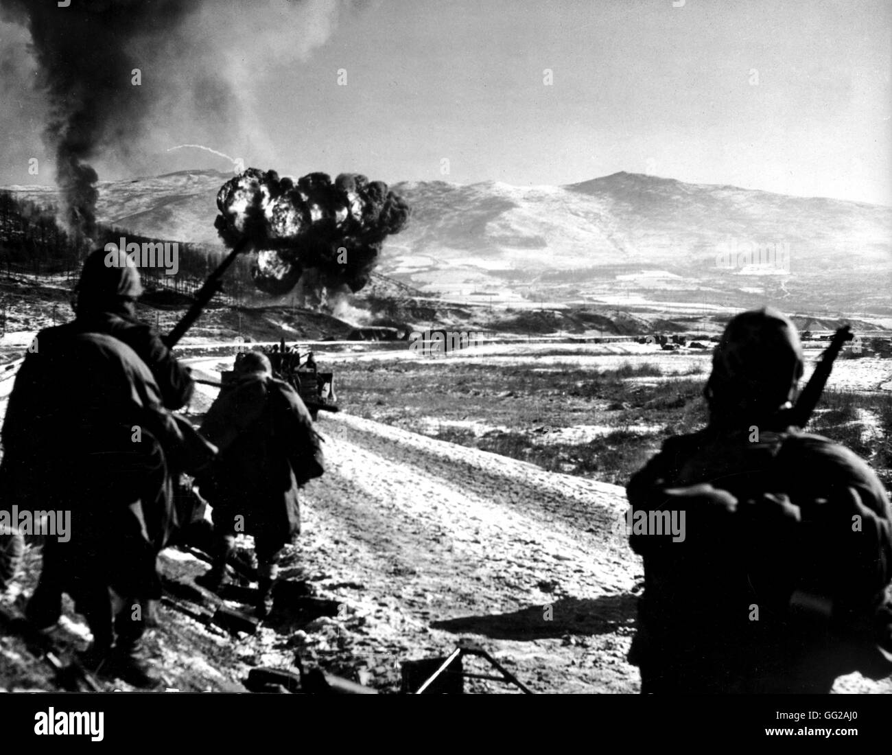 Soldati ONU durante la Guerra di Corea 1950-1953 Foto Stock