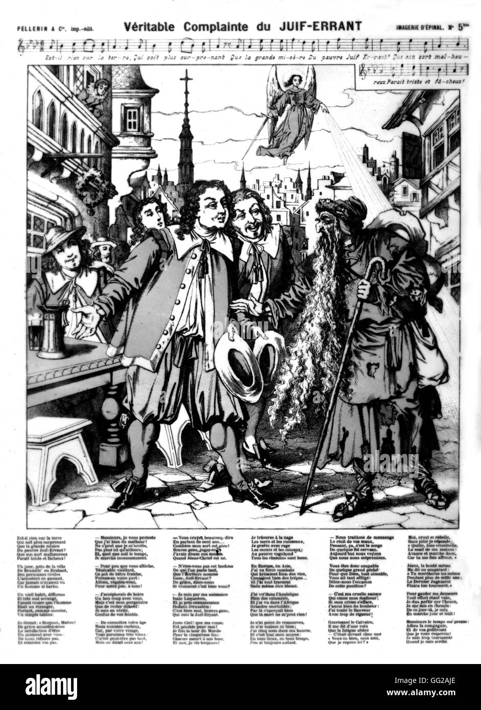 Brano : "vero e proprio lamento del giudeo errante' XIX FRANCIA Foto Stock