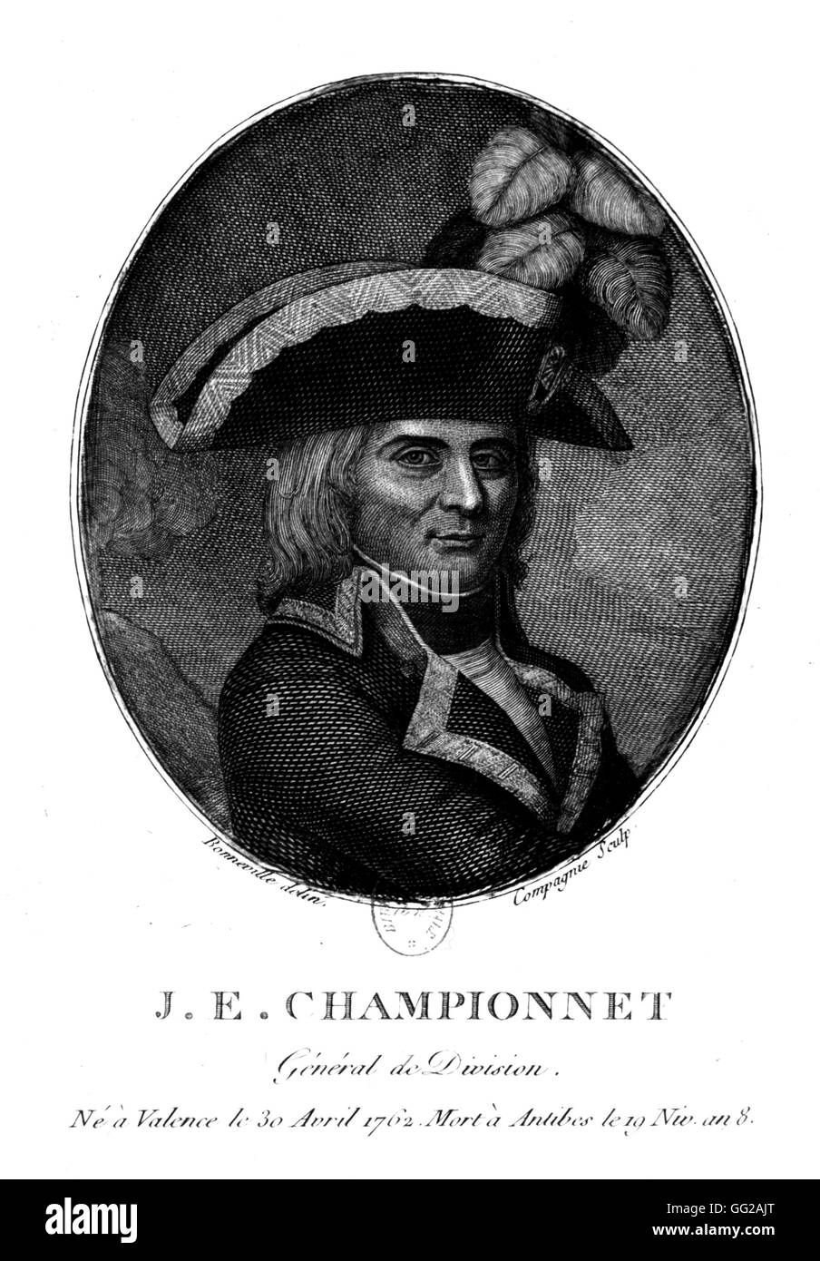 J.E. Championnet, il generale di divisione 1762 Francia Parigi. Biblioteca nazionale Foto Stock