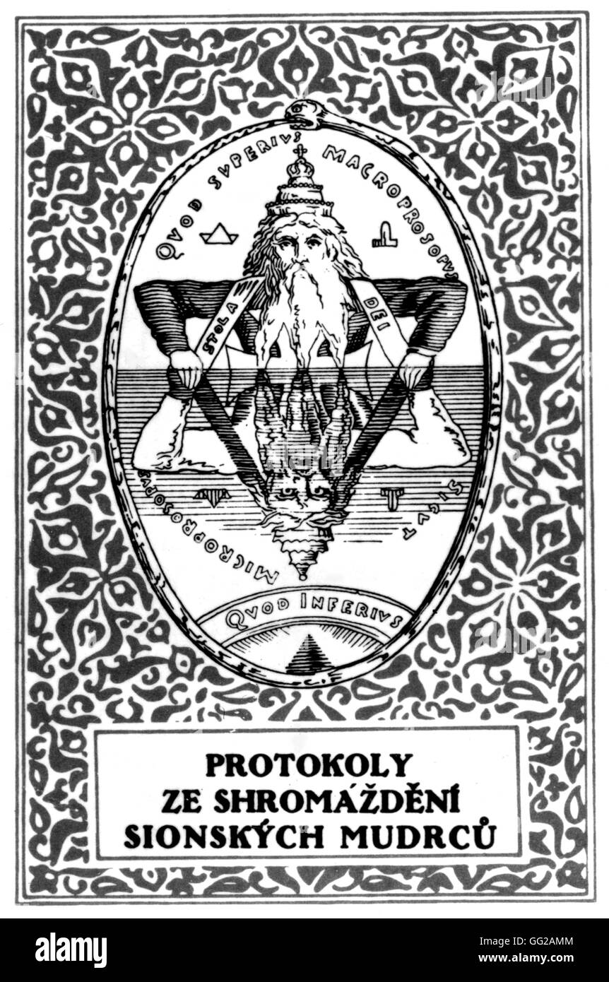 I Protocolli dei Savi Anziani di Sion. (Antisemitic pubblicazione). Edizione ceca XX CECOSLOVACCHIA Foto Stock