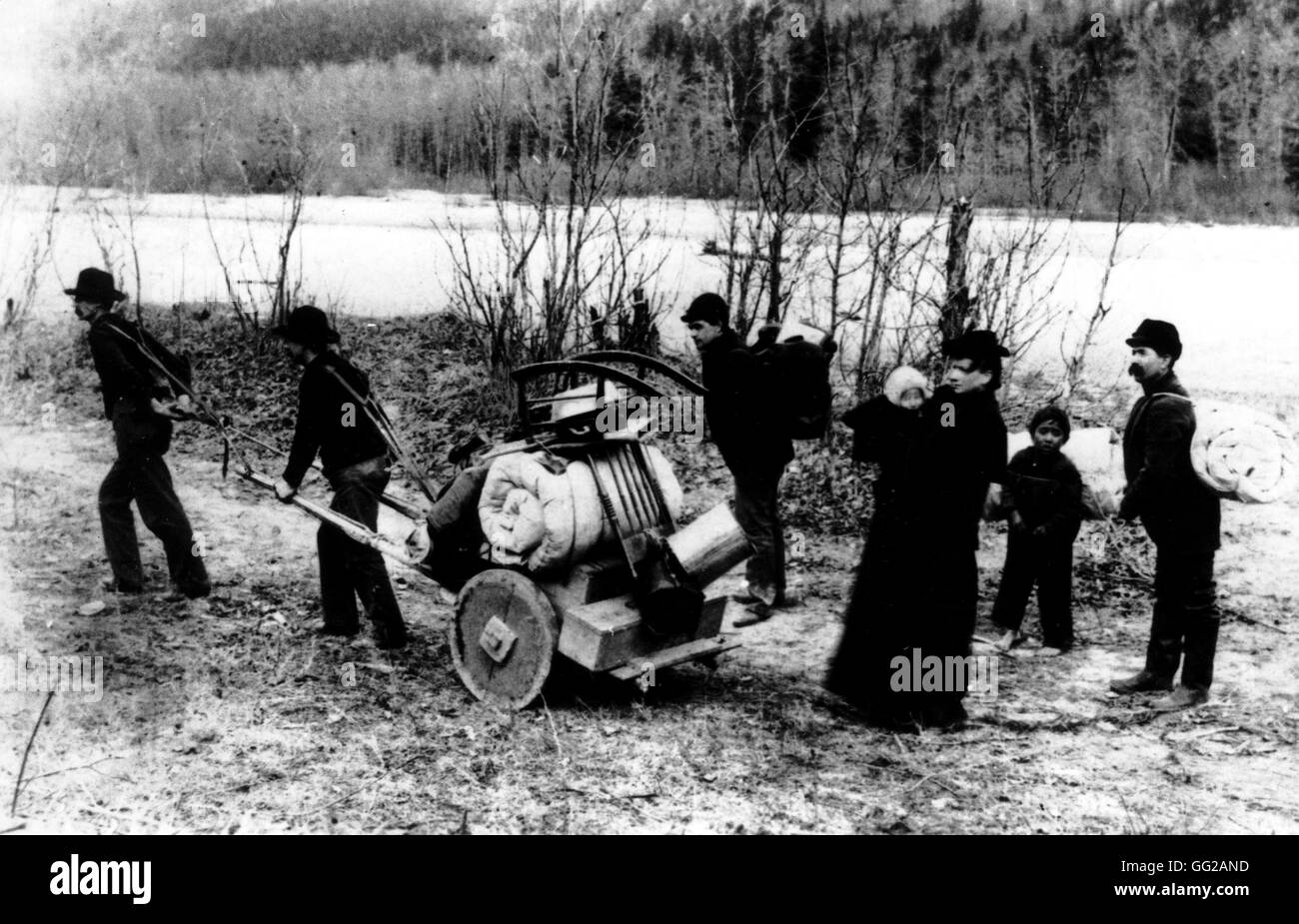 Il Gold Rush: Famiglia sul modo per il Klondike c.1900 Stati Uniti Foto Stock