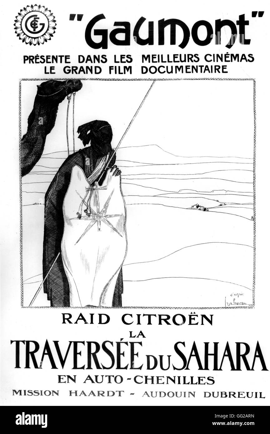 Poster da G. Lepape per la Citroen a lunga distanza e auto la traversata del Sahara 1923 Francia Foto Stock