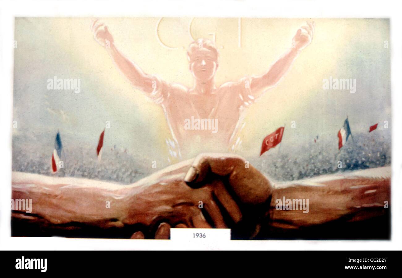 Poster allegoriche per la C.G.T. Francese (Confederazione Generale del Lavoro) 1936 Francia Foto Stock