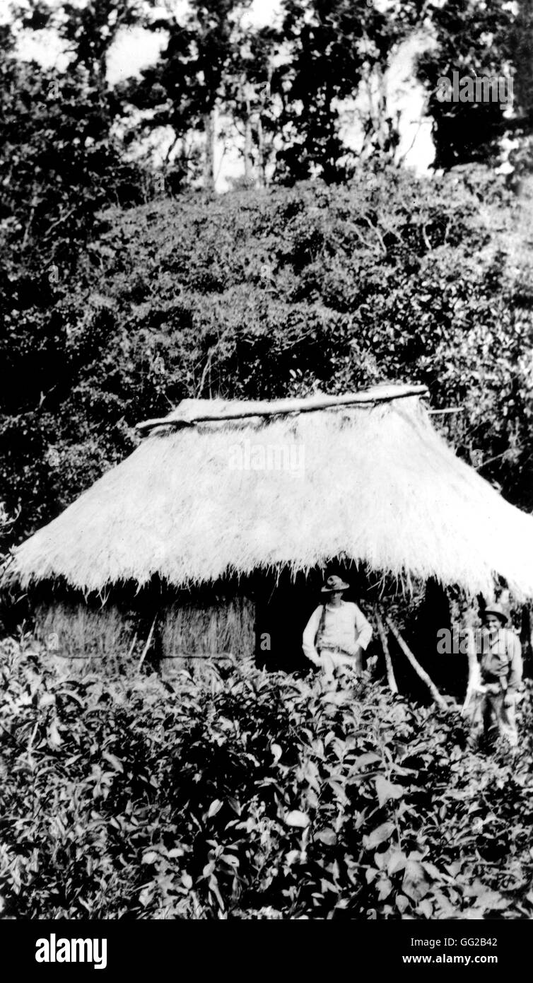 Soldati americani nella parte anteriore di una "banditi" capanna, poco prima della malga è impostato sul fuoco inizio xx Nicaragua Washington, D.C. La biblioteca del congresso Foto Stock