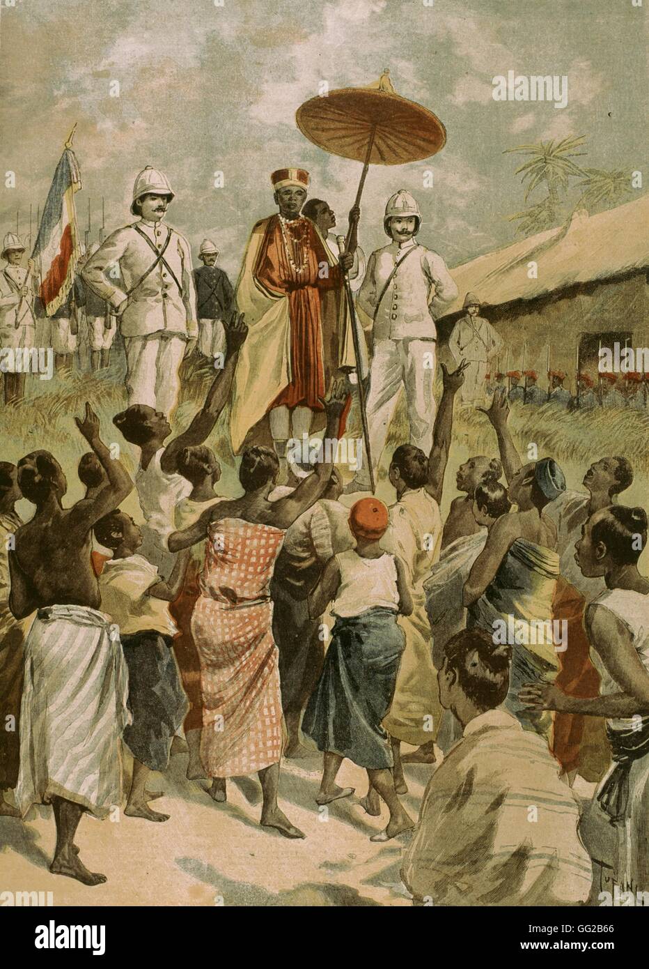 Francese impero coloniale sotto la Terza Repubblica il nuovo re del Dahomey 1894 Francia - colonizzazione Foto Stock