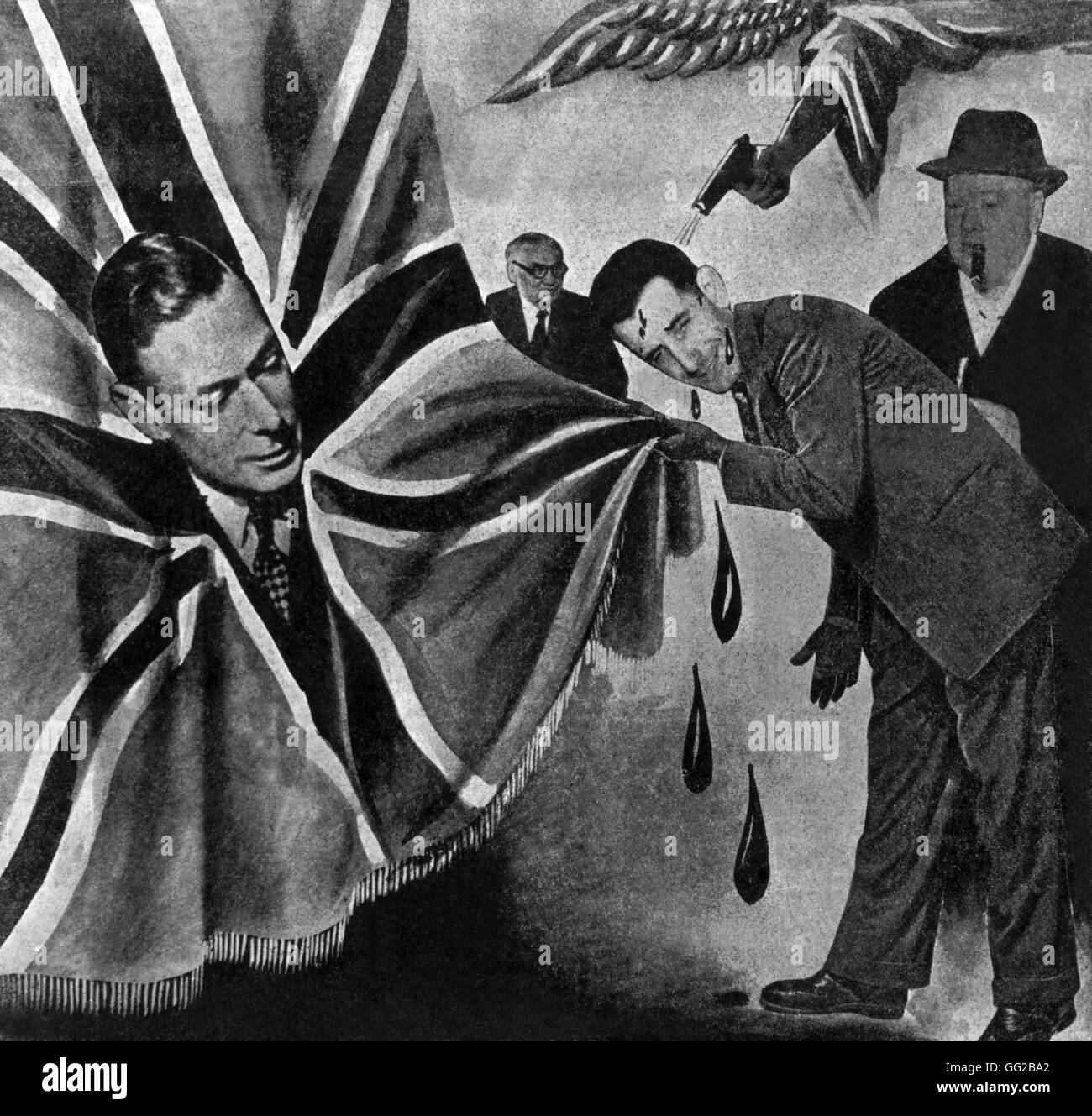 Vignetta satirica: 'Razmârâ spurgo sull'Unione Jack'. (Nazionalizzazione degli oli iraniano e la liquidazione del British-Iranian oil company) 1951 Iran Foto Stock