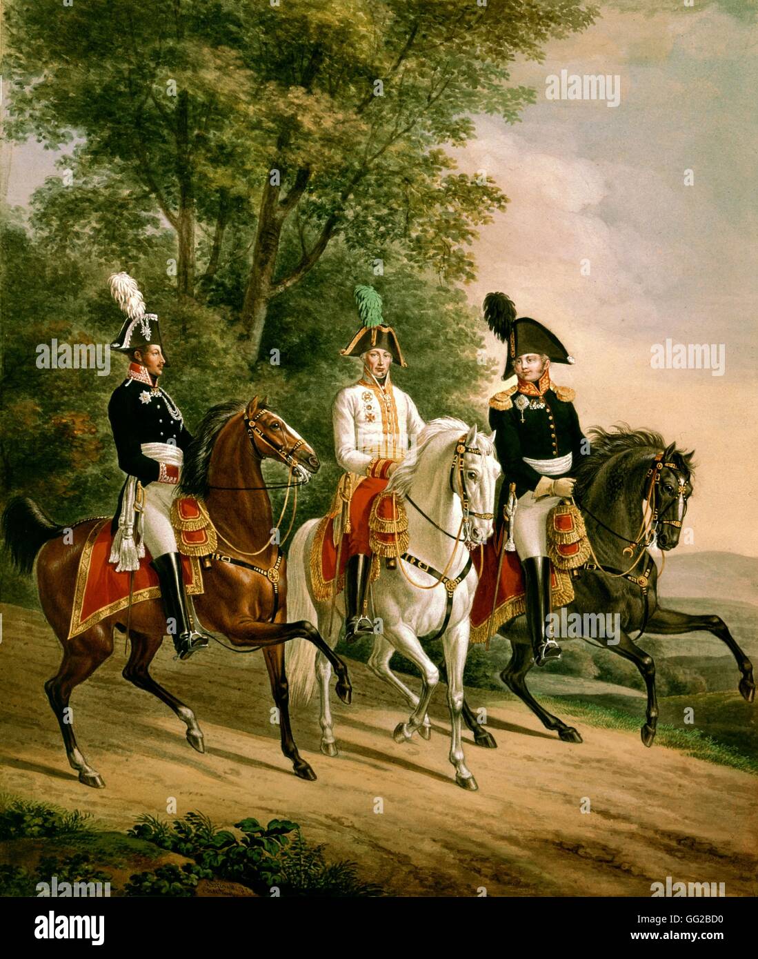 J.B. Mansfield e Klein tre sovrani: Alessandro I, Francesco II e F. Wilhelm III 1816 Vienna, il museo Albertina Foto Stock