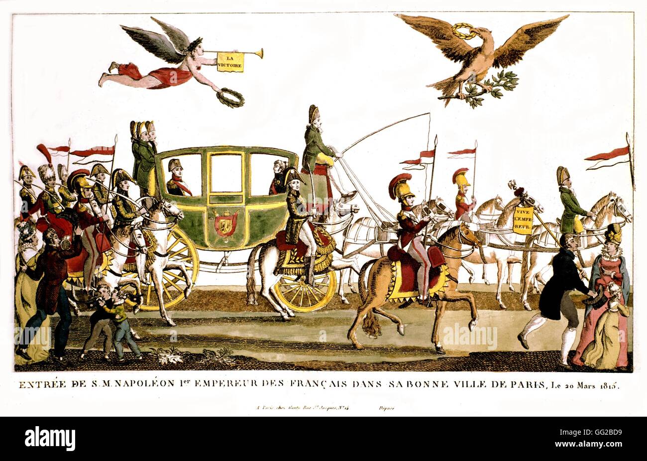 Anonimo Imperatore Napoleone 1 entrando a Parigi 1815 Francia Foto Stock