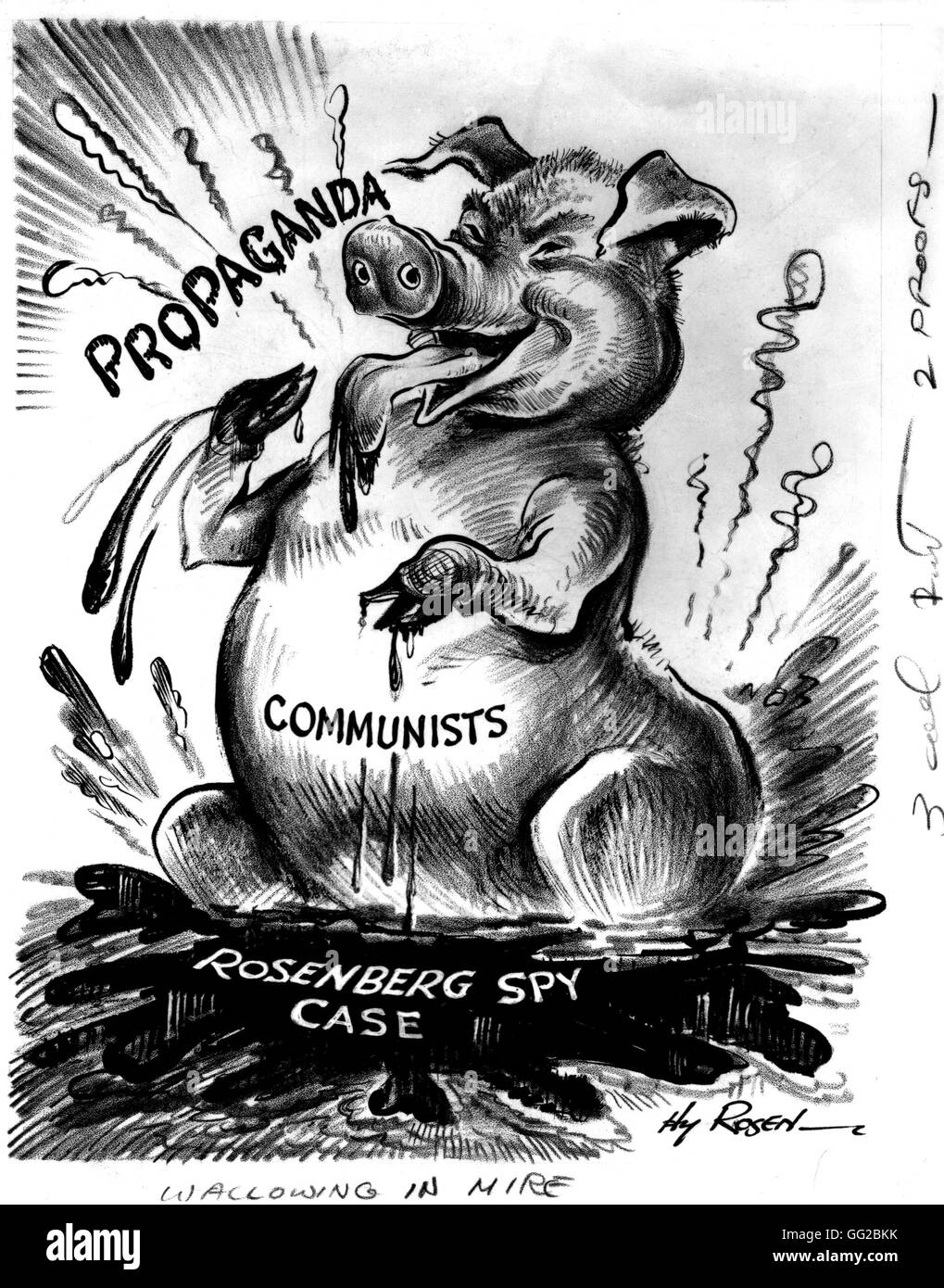 Anticomunista vignetta satirica circa il caso Rosenberg Stati Uniti 1952 Washington, la Biblioteca del Congresso Foto Stock