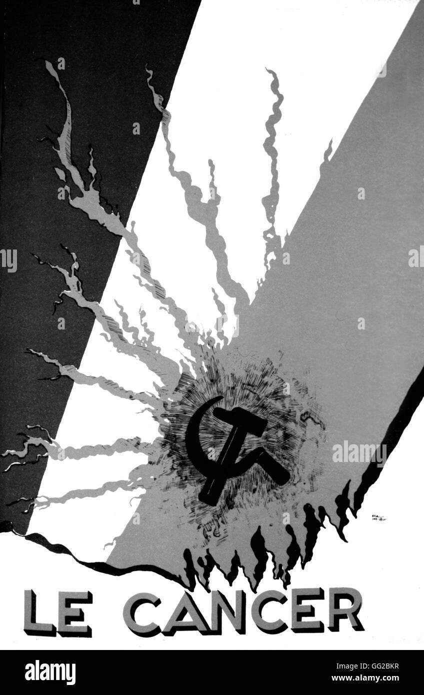 Disegno di Paul Iribe, 'il cancro". Il comunismo è il cancro della Francia Francia 1934 Foto Stock