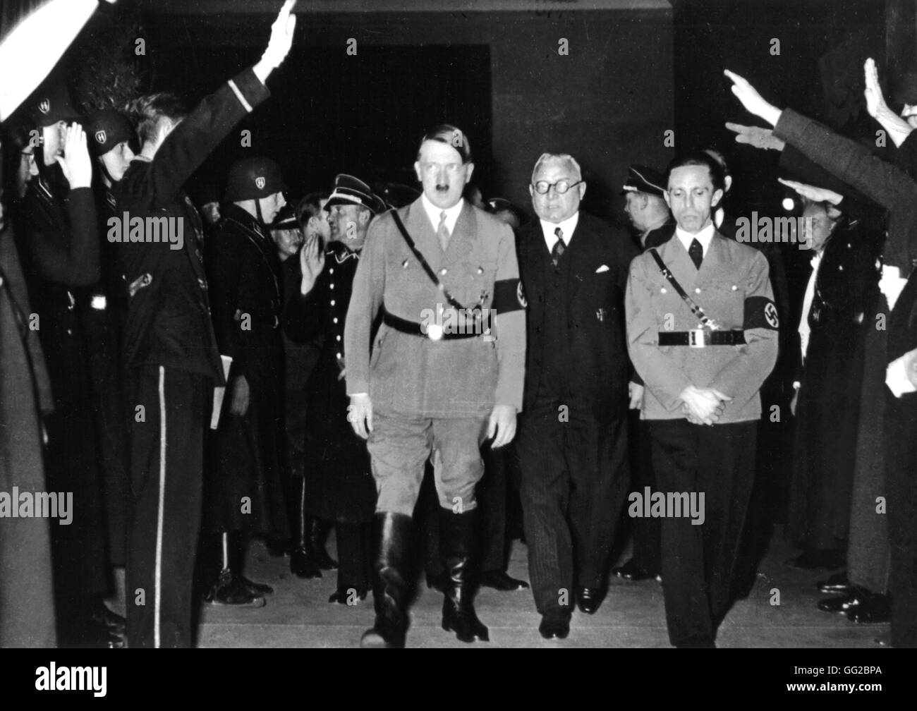 Hitler e Goebbels in un filmato girato dal U.F.A. (Universum Film A.G.) 1933 Germania Foto Stock
