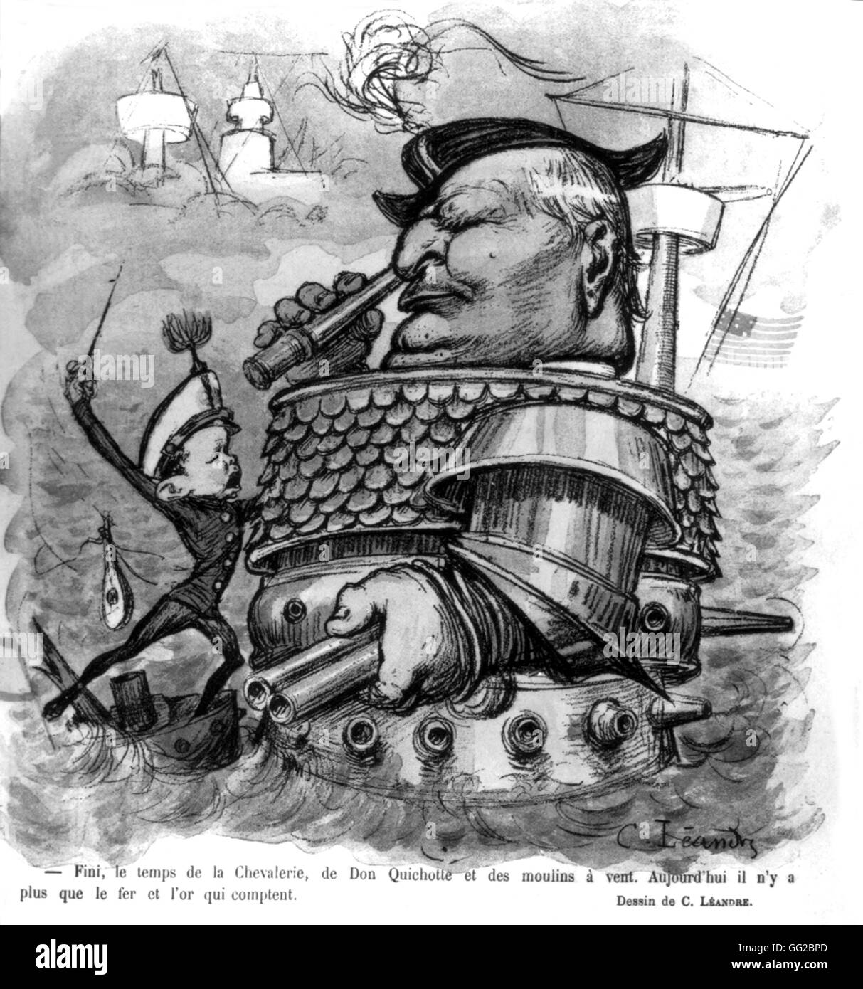 Vignetta satirica da Léandre circa il presidente McKinley al tempo della guerra, in 'Le Rire', 5-21-1898 1898 Stati Uniti - La guerra ispano-americana Foto Stock