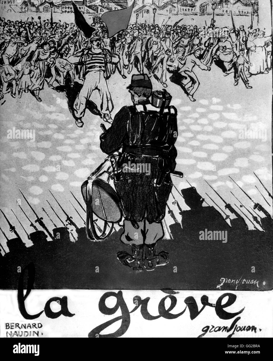 Disegno di Grandjouan / Lo sciopero 1907 Francia Foto Stock