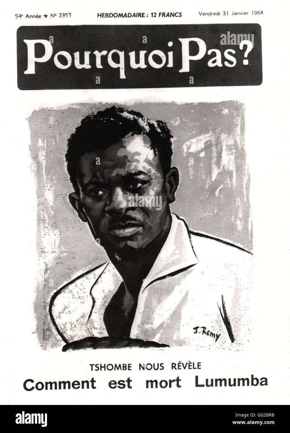 Giornale "Pourquoi Pas?', Tshombe racconta come Patrice Lumumba morì. 31-1-1964 Congo (Zaire) Foto Stock